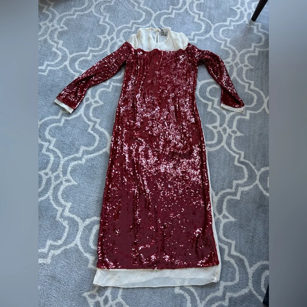Zara New Sequin Chiffon Dress XS - Picture 4 of 6